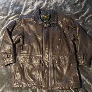 Vintage Brown Leather Reed Sportswear Bomber Leather Jacket, Size 42